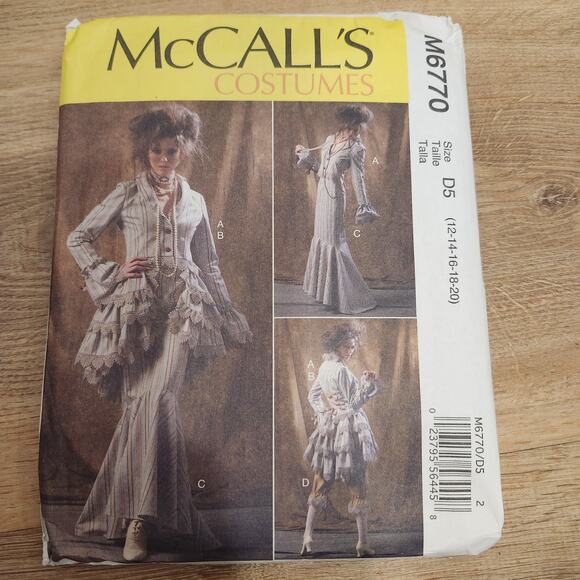 Jacket Bustle Capelet Skirt Pants Costume 14-20 McCalls M6770 Sewing Pattern UC - Picture 1 of 2